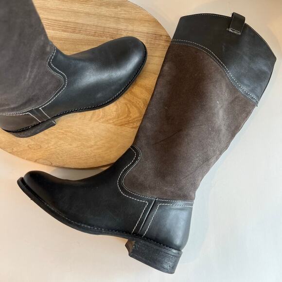 Seychelles Black & Gray Genuine Leather Suede Zip Up Riding Boots Size 9 - Picture 15 of 16